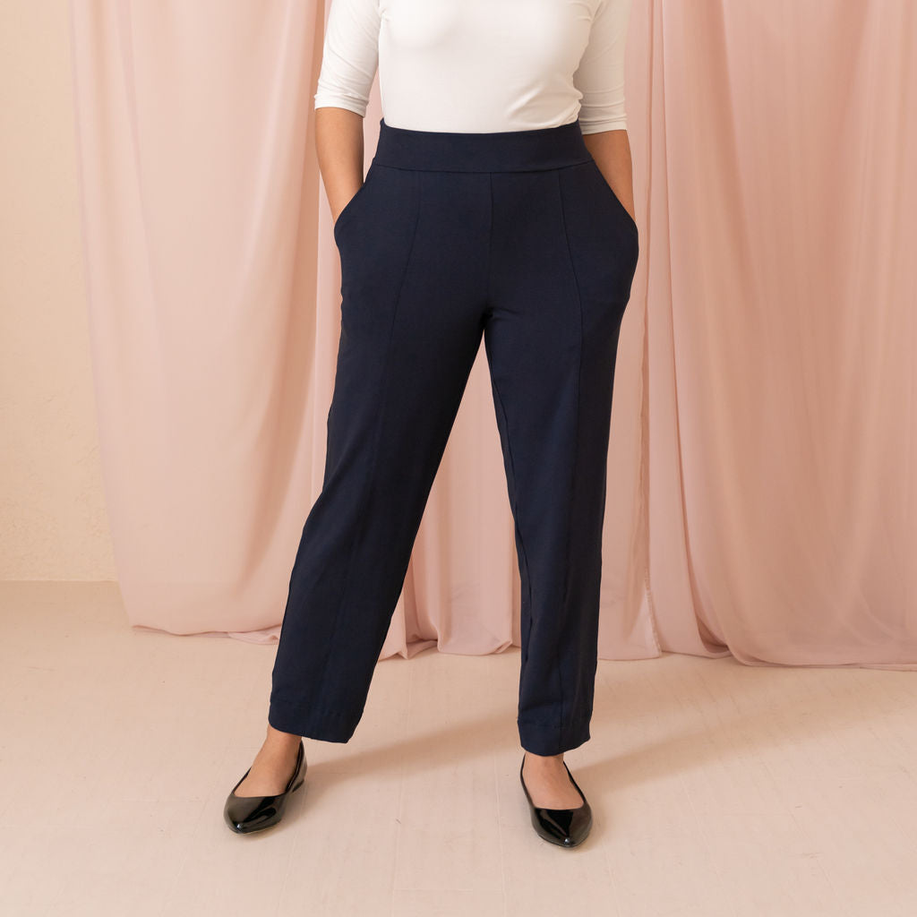 G-Line Oversized High Waisted Plus Size Navy Wide-Leg Pants