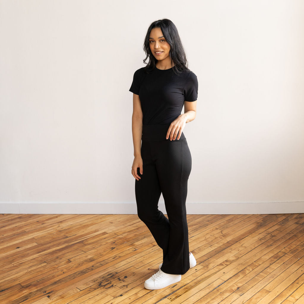  Lpmadey Women's Flare Yoga Pants Solid Front Slit