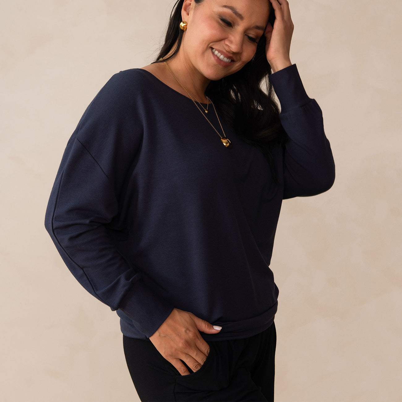Dressy Sweatshirt | Shop Sustainable, Ethical Clothing for Women Navy Blue / XS/S