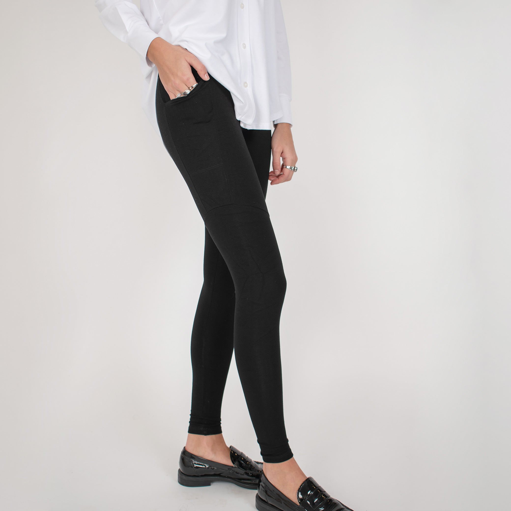 Womens Clothing Petite Black Full Length Jersey Leggings - China